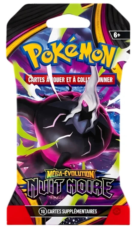 Booster Pokémon Méga-Évolution Nuit Noire ME05 illustration Méga-Darkrai noir et violet en plein vol